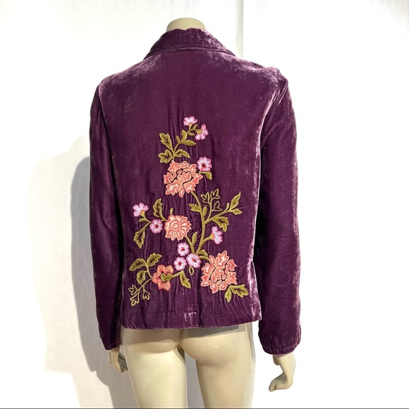J.Jill Velvet Blazer Jacket Floral Embroidery - Picture 5 of 13